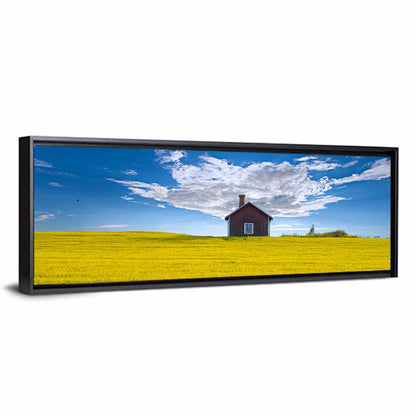 Red Barn in Golden Wheat Field Wall Art