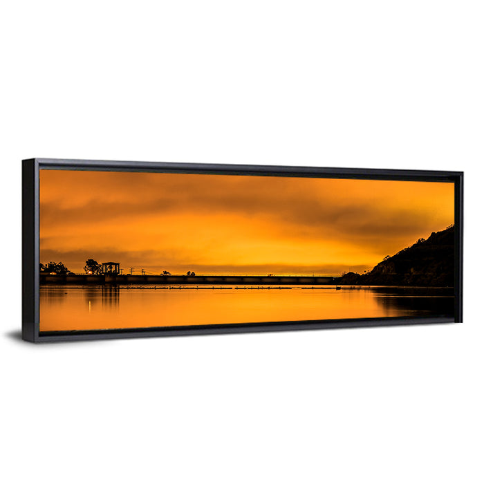 Lake Murray Sunset Wall Art as a framed canvas