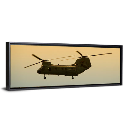 US Apache Helicopter Dawn Profile Wall Art