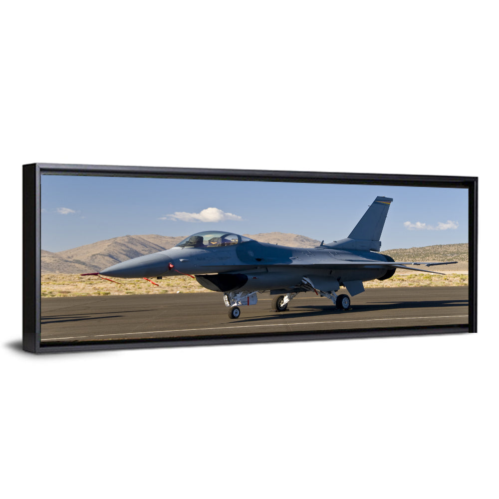Fighter Jet Side Profile on Runway Wall Art