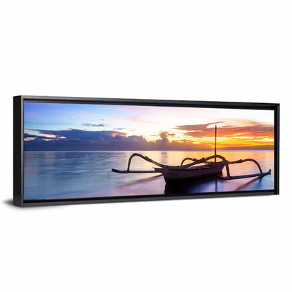 Jukung Fishing Boat at Sunset Wall Art