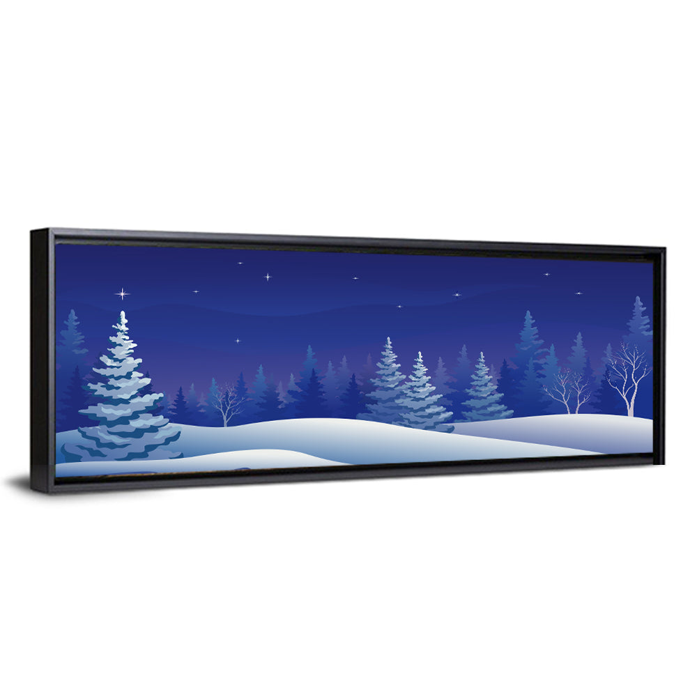 Starry Winter Forest Illustration Wall Art