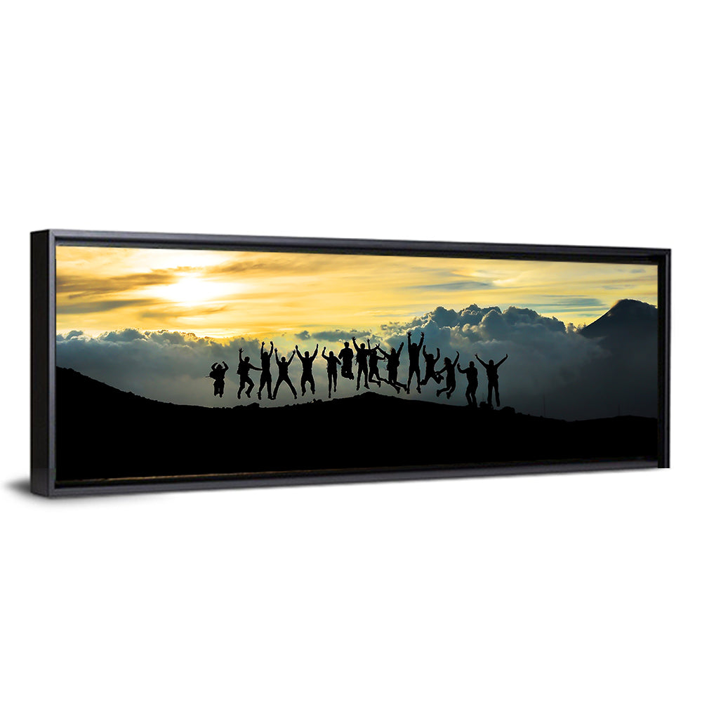 Golden Team Silhouettes at Sunset Wall Art