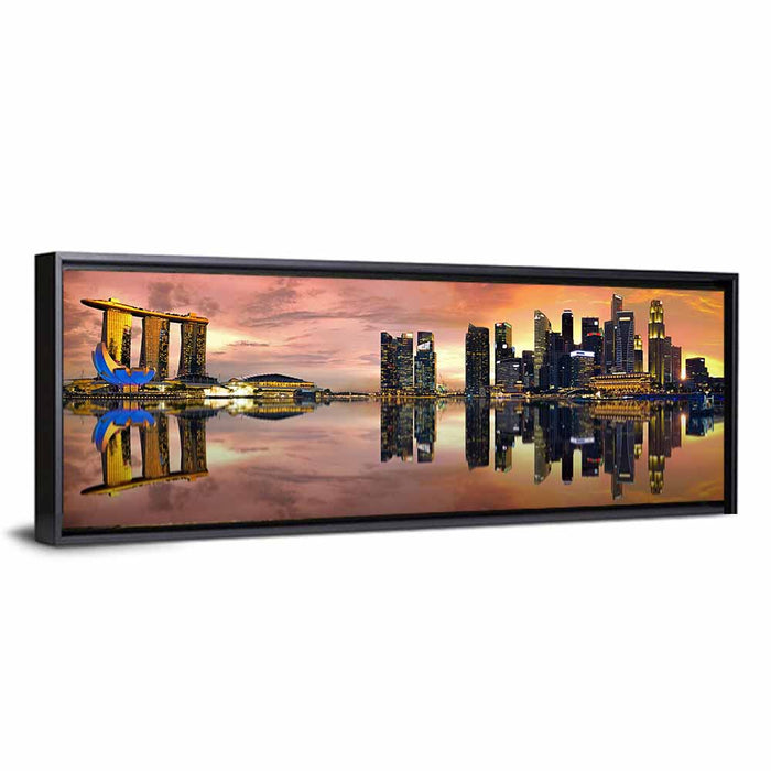 Singapore Marina Bay Skyline Wall Art as a framed canvas