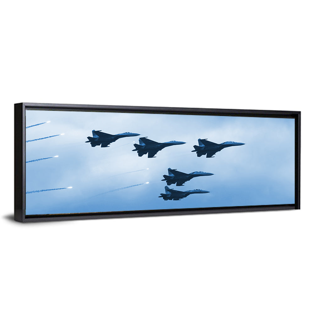Five Fighter Jets in Formation Wall Art