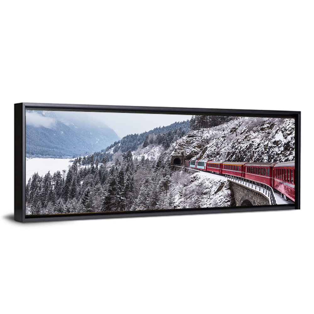 Red Train at Landwasser Viaduct Wall Art
