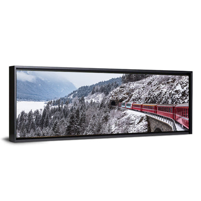 Red Train at Landwasser Viaduct Wall Art