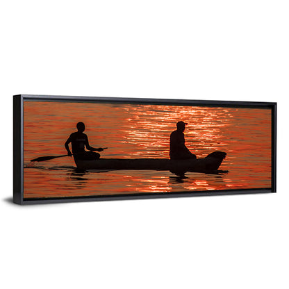 Sunset Canoe Silhouette Wall Art