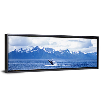 Humpback Whale with Snow Capped Mountains Wall Art