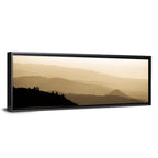 Foggy Mountain Sunset with Evergreen Silhouettes Wall Art