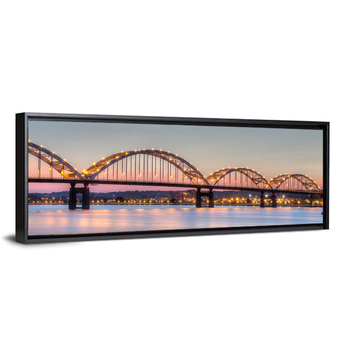 Centennial Bridge at Twilight Wall Art as a framed canvas