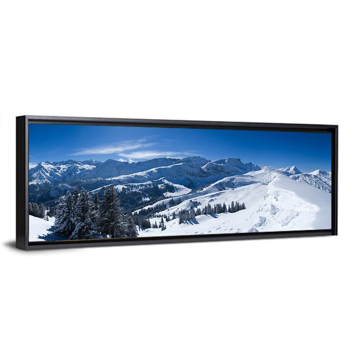 Snowy Bernese Alps Wall Art as a framed canvas