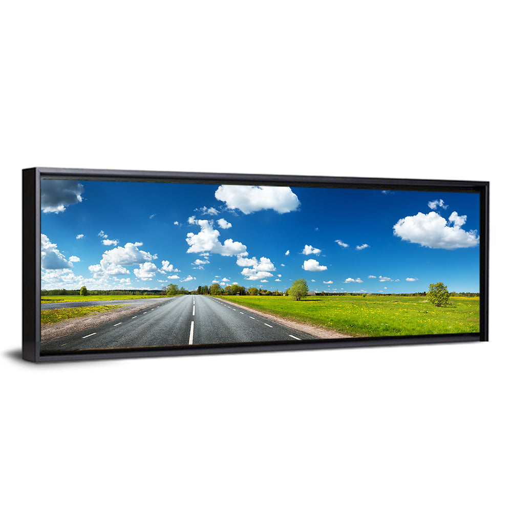 Asphalt Road Through Meadow Wall Art