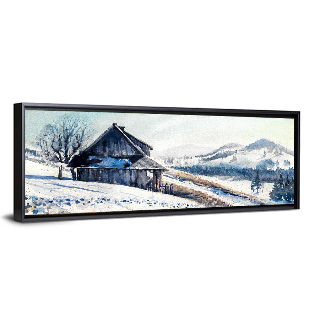 Snowy Mountain Cabin Wall Art