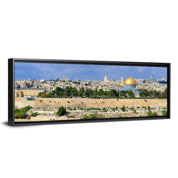 Jerusalem Old City View Wall Art as a framed canvas