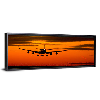 Airplane Landing at Sunset Wall Art