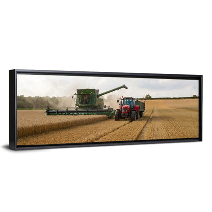 Wheat Harvest with Combine and Tractor Wall Art