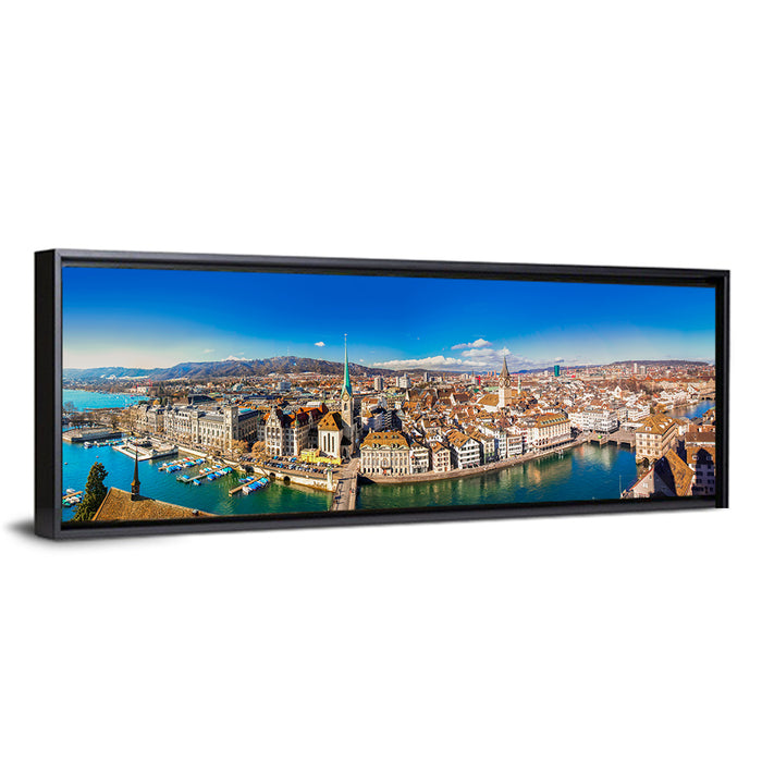 Zurich Cityscape Wall Art as a framed canvas