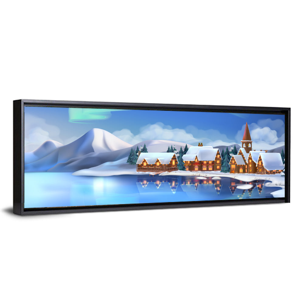Northern Lights Winter Village Wall Art