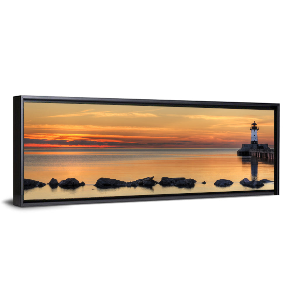 Duluth North Pier Lighthouse Sunset Wall Art