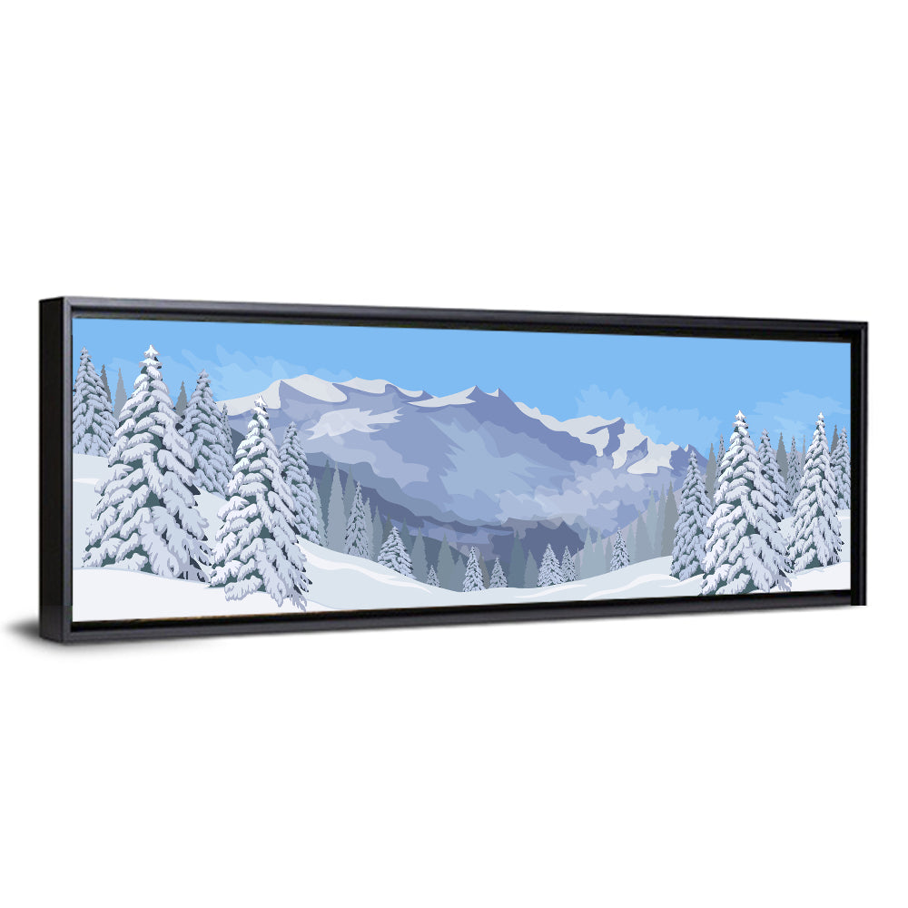 Blue Winter Mountain Illustration Wall Art
