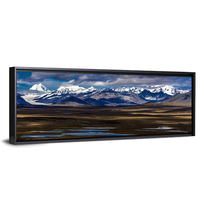 Mount Hess and Mount Debora with Wetlands Wall Art as a framed canvas