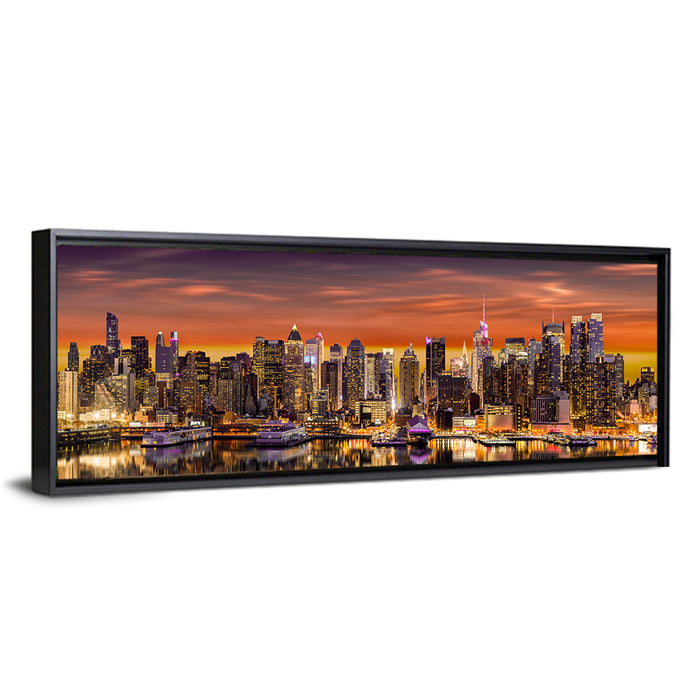 Midtown Manhattan Skyline Wall Art as a framed canvas