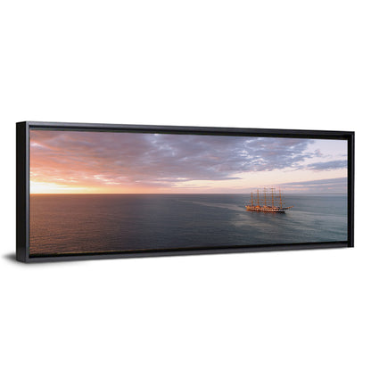 Sunlit Tall Ship at Sea Wall Art