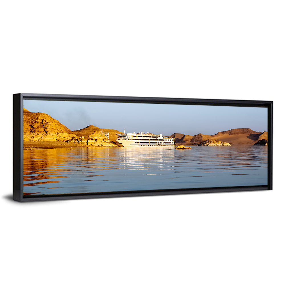 Lake Nasser Cruise Ship at Golden Hour Wall Art
