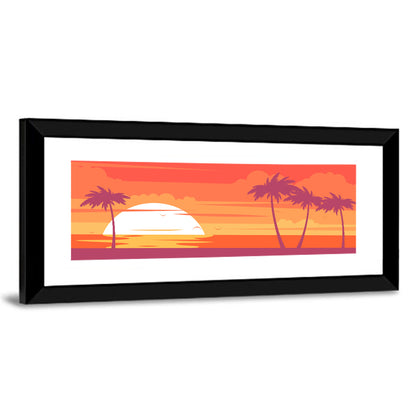 Tropical Sunset with Palm Silhouettes Wall Art