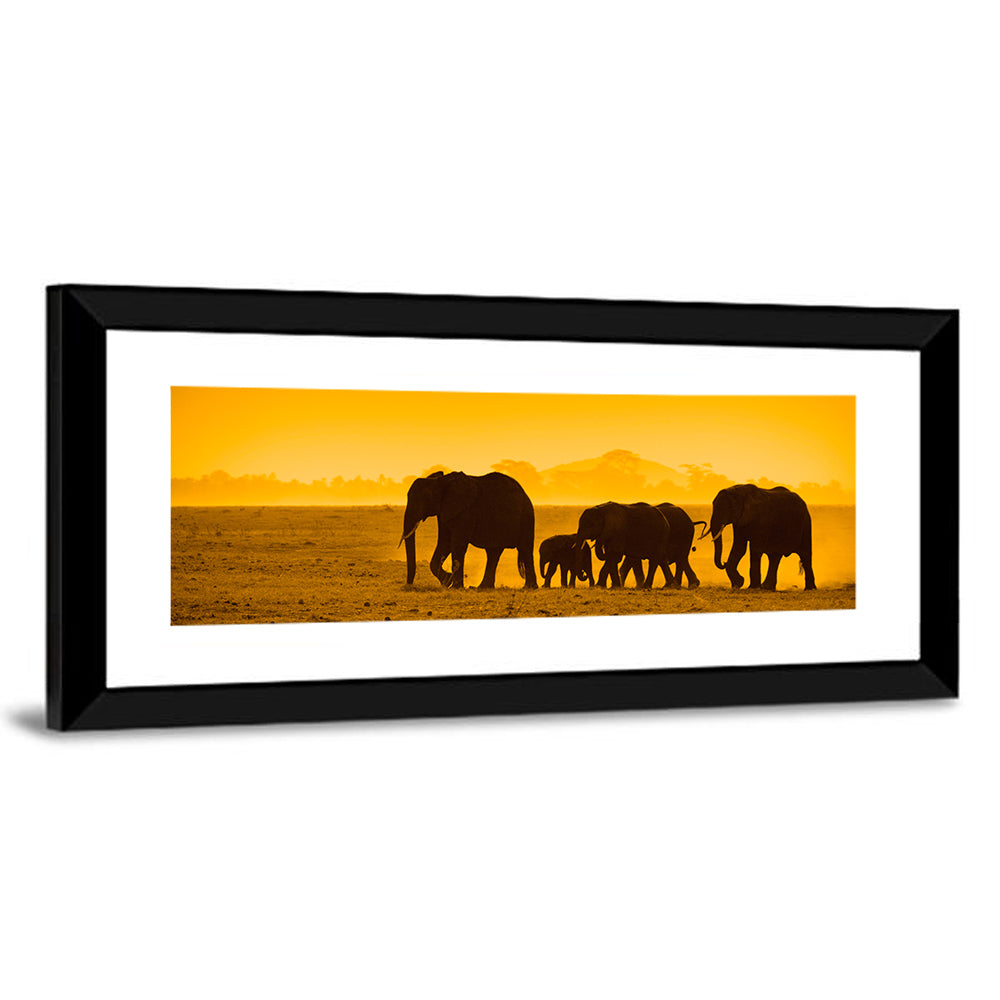 Elephant Family Silhouette Wall Art