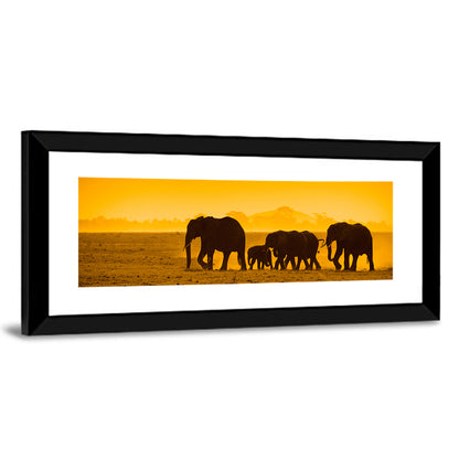 Elephant Family Silhouette Wall Art