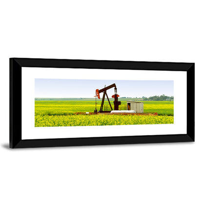 Rusty Pumpjack in Yellow Canola Field Wall Art