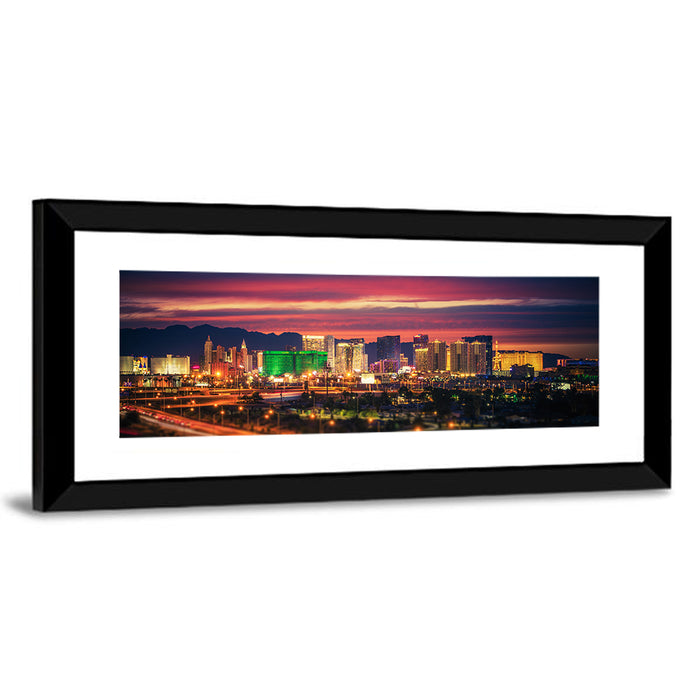 Las Vegas Twilight Skyline Wall Art as a framed print
