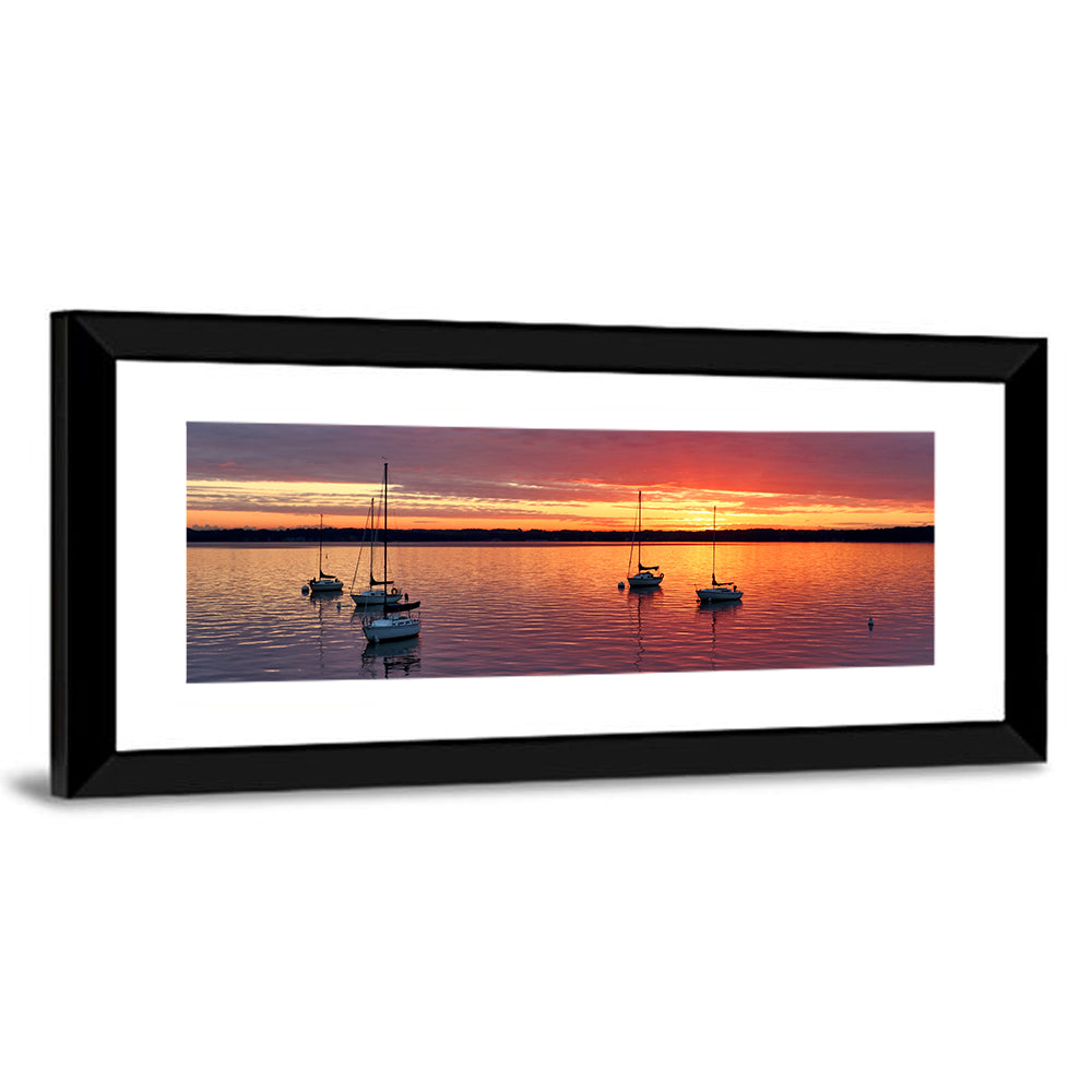 Lake Mendota Sailboats at Sunset Wall Art