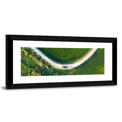 Aerial Farm Fields at Golden Hour Wall Art