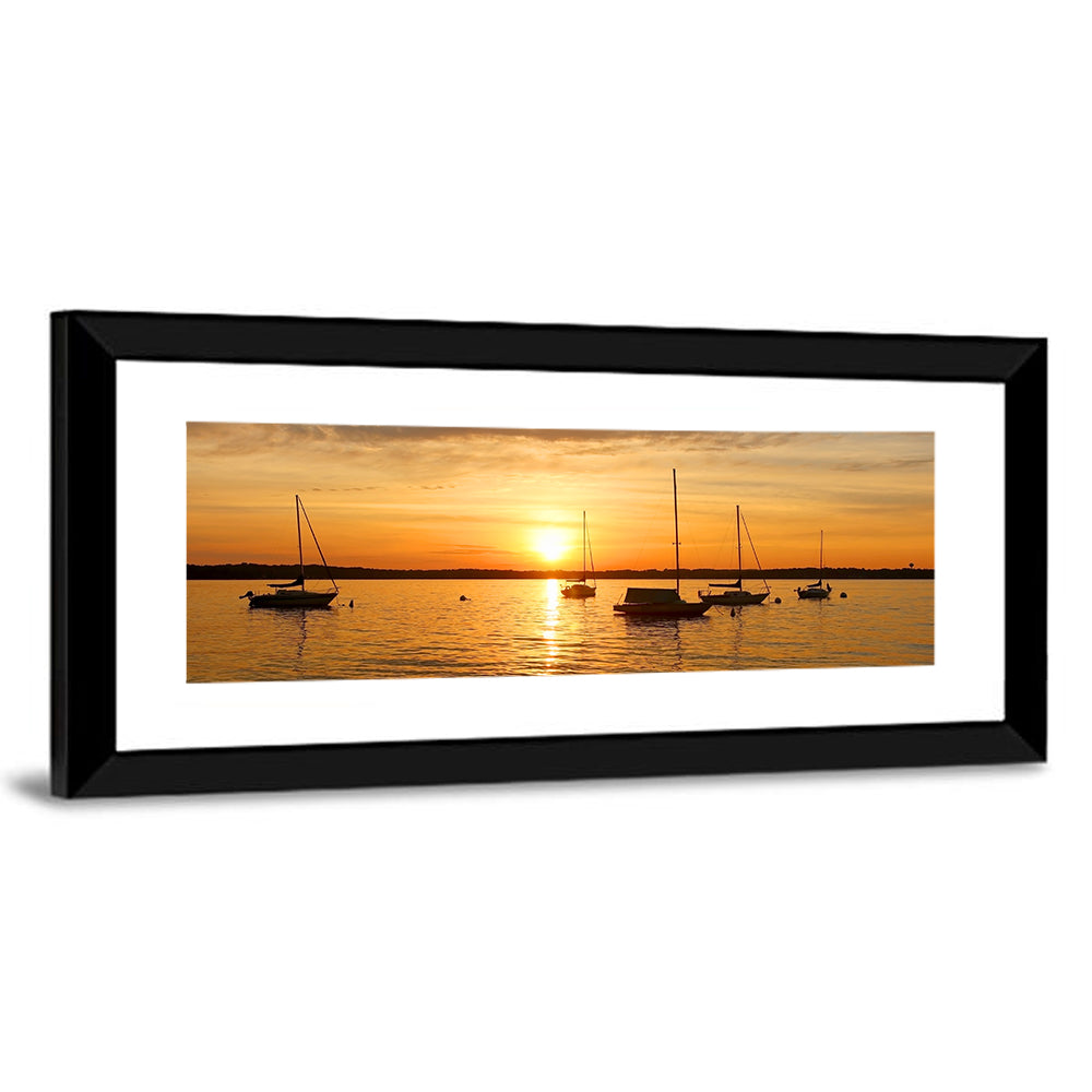 Lake Mendota Golden Sailboats Wall Art
