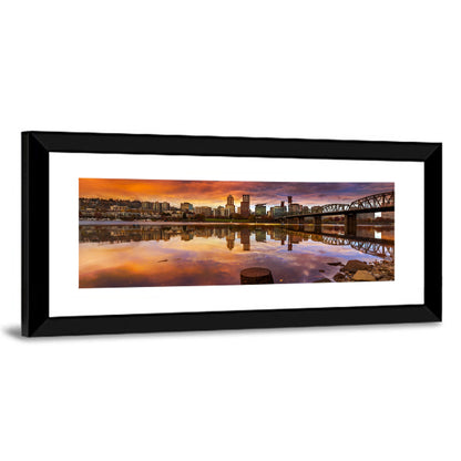 Portland Skyline at Sunset Wall Art