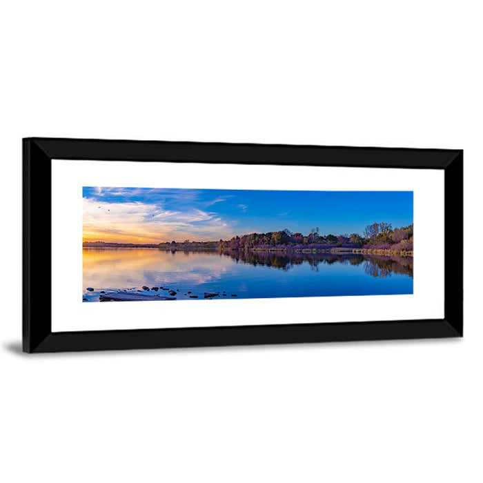Lake Zorinsky Sunset Reflection Wall Art as a framed print