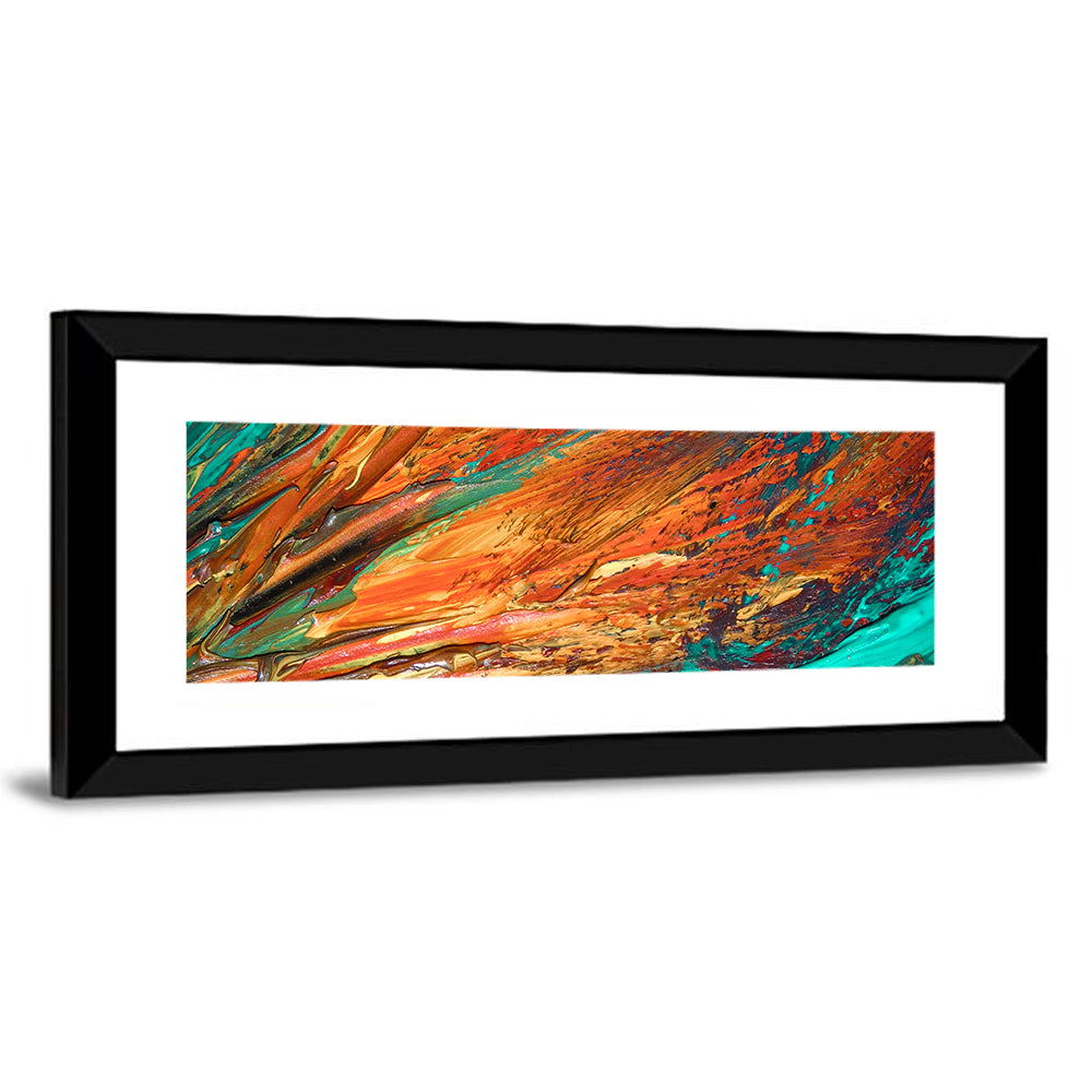 Flowing River Abstract in Orange and Teal Wall Art