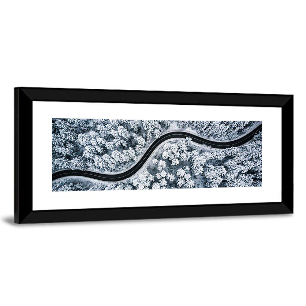 S-curve Winter Forest Road Wall Art