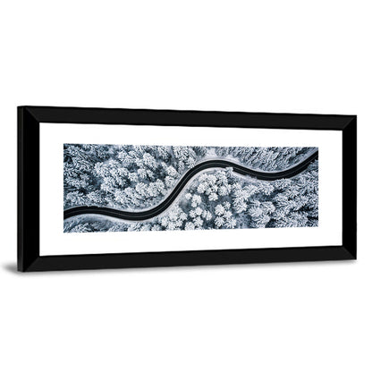 S-curve Winter Forest Road Wall Art
