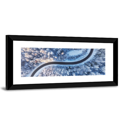 Winding Snow-covered Forest Road Wall Art