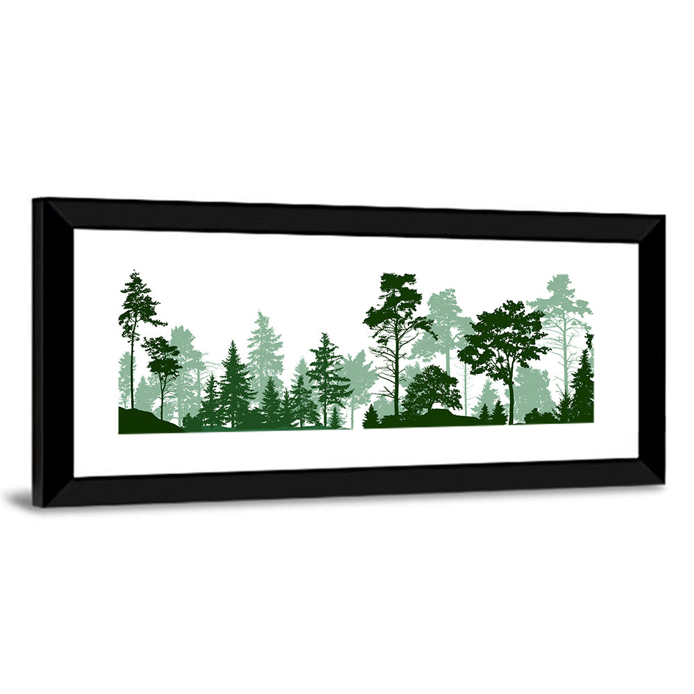 Layered Green Forest Silhouette Wall Art
