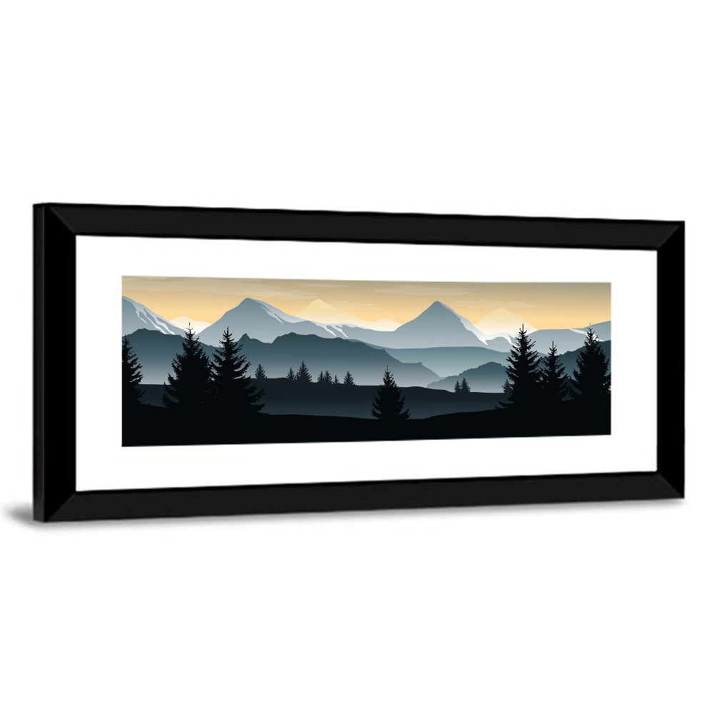 Misty Hills Sunset Silhouette Wall Art