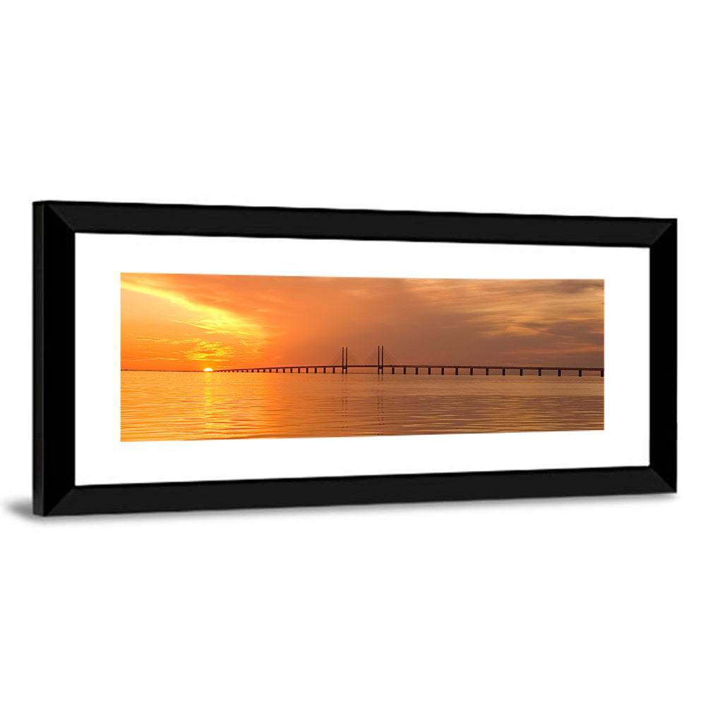 Øresund Bridge in Golden Light Wall Art