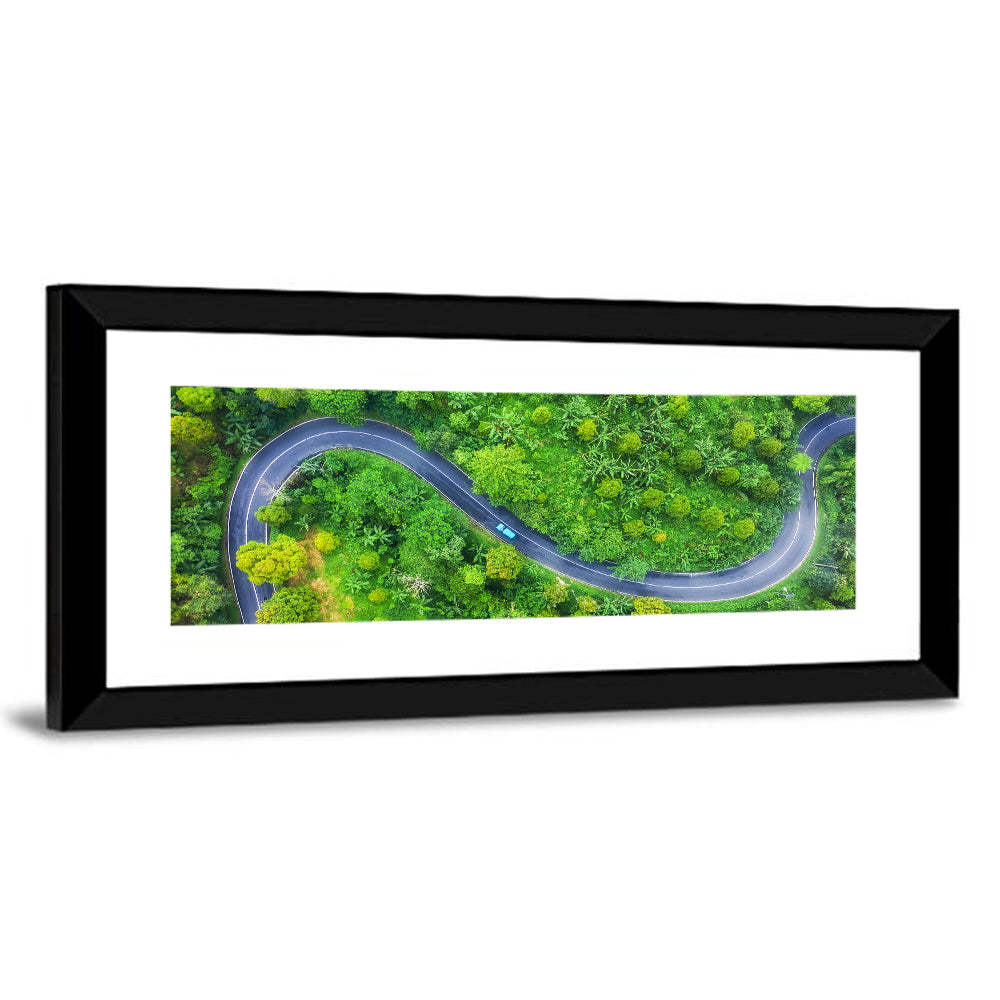 Blue Car on Summer Forest Road Wall Art