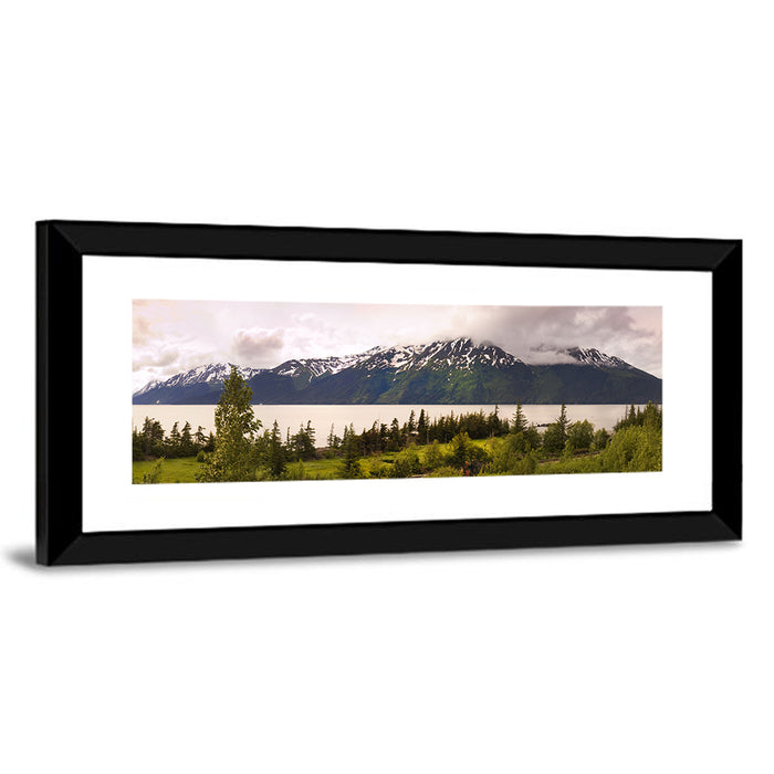 Alaska Mountain Lake View Wall Art as a framed print