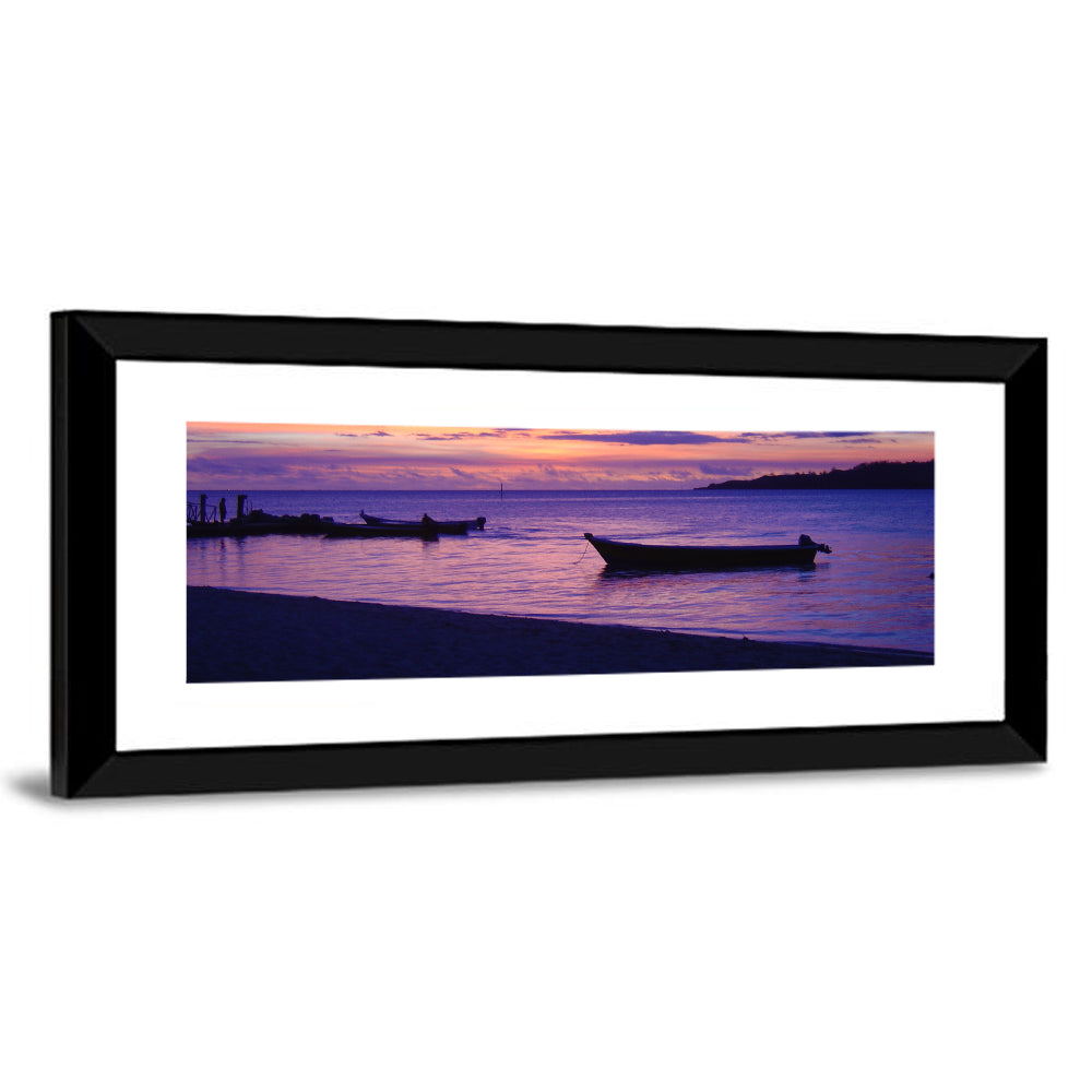 Malolo Island Sunset with Moored Boats Wall Art
