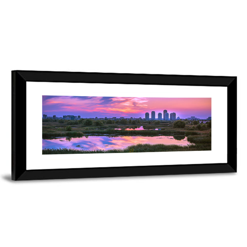 Vacaresti Park Sunset Reflection Wall Art